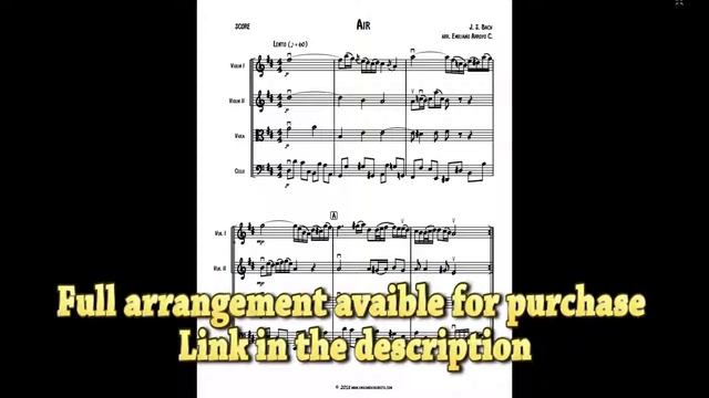 Air by J. S. Bach for string quartet (sheet music) смотреть онлайн