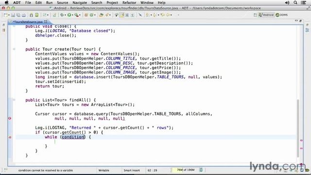 Android SDK Local Data Storage- Working with SQLite Databases-04_05-retrieve.flv смотреть онлайн