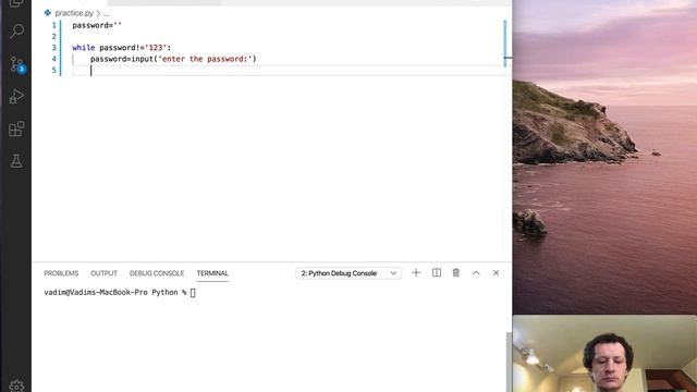 Python while loop example смотреть онлайн