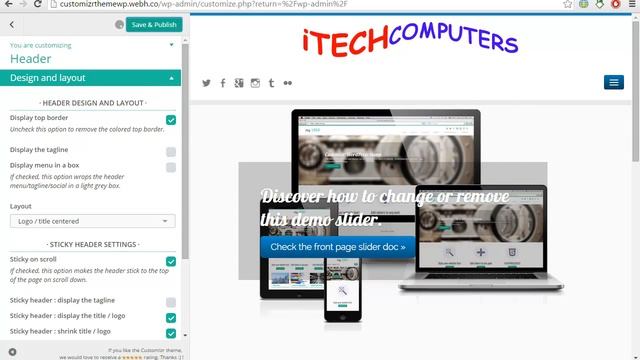 Header Settings Customizr Theme WordPress смотреть онлайн