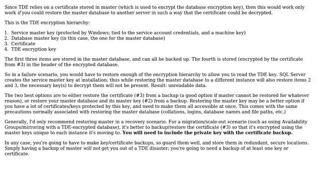 Databases: Can I recover a TDE certificate by restoring the MASTER database? (3 Solutions!!) смотреть онлайн