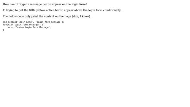 Wordpress: How to trigger a login form notice message? смотреть онлайн