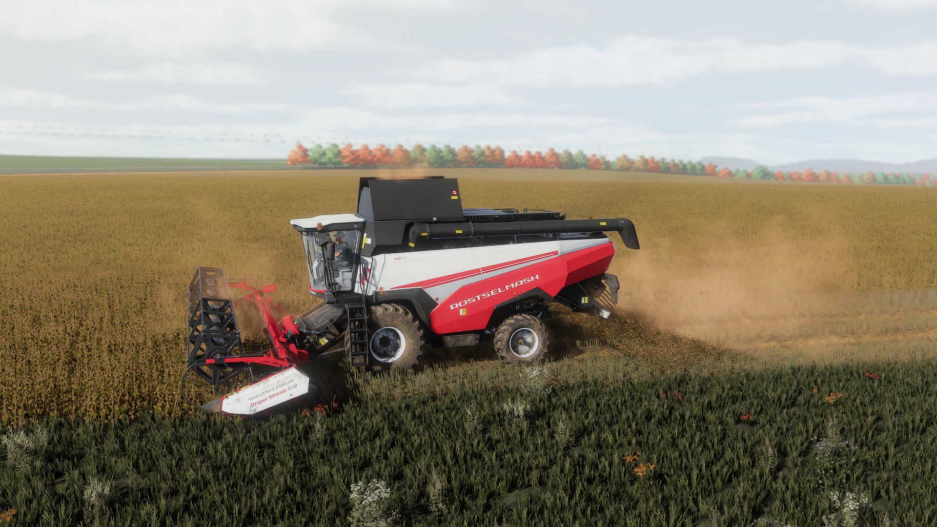 Farming Simulator 22 / Карта Кошмак / Уборка сои комбайном Ростсельмаш RSM161
