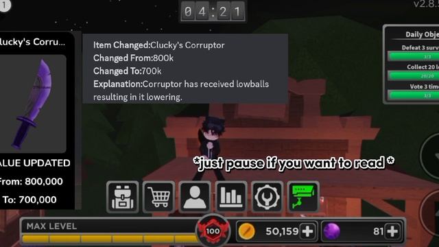 ? New Values list update ? (Survive the killer ?)—ROBLOX— смотреть онлайн