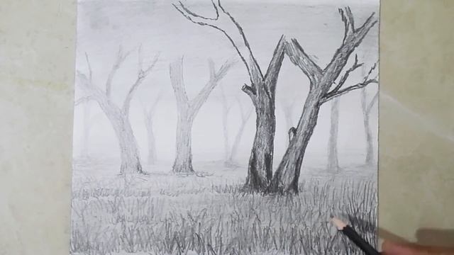 Beautiful Nature Drawing, Easy sketches to draw with pencil, Pencil Drawing Scenery смотреть онлайн