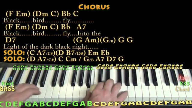 Blackbird (The Beatles) Piano Lesson Chord Chart with On-Screen Lyrics - Arpeggios смотреть онлайн