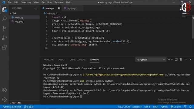 Convert your photo into sketch with 9 lines of python code || Yantra -Mantra with python Series || смотреть онлайн