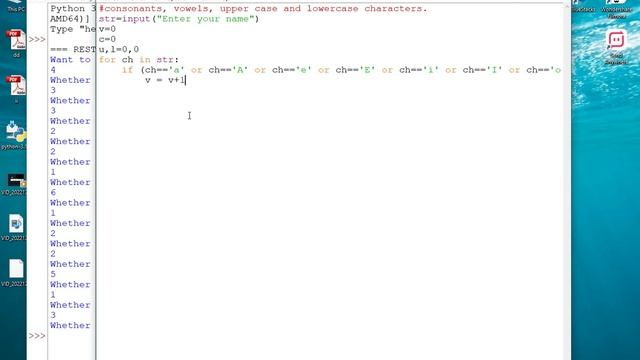 Python program to count number of vowels, consonants, uppercase and lowercase character in a string смотреть онлайн