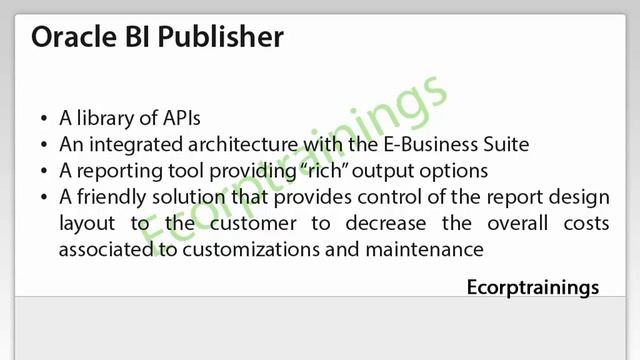 Oracle BI Publisher Part1 online training video| Oracle BI Publisher training @Ecorptrainings смотреть онлайн