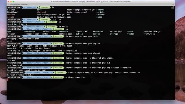 laravel artisan alias with docker-compose. смотреть онлайн