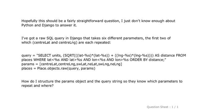 Django : Django: making raw SQL query, passing multiple/repeated params? смотреть онлайн