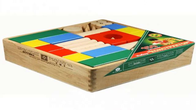 Видео обзор Конструктор деревянный цветной, 150 деталей смотреть онлайн