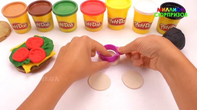 Лепим Макдональдз Гамбургер Картошка Фри и Кола из Play Doh|Поделки из пластилина Плей До|Учим цвет