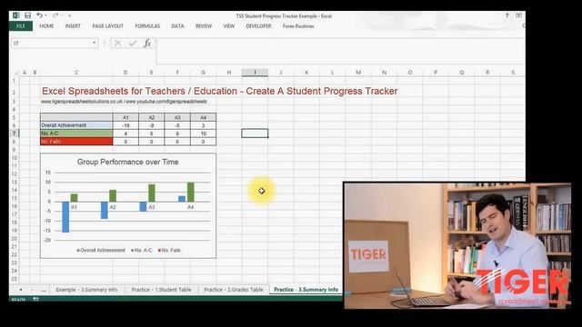 Excel for Teachers: Student Progress Tracker Part 3 of 3 - Create Summary Table and Chart смотреть онлайн
