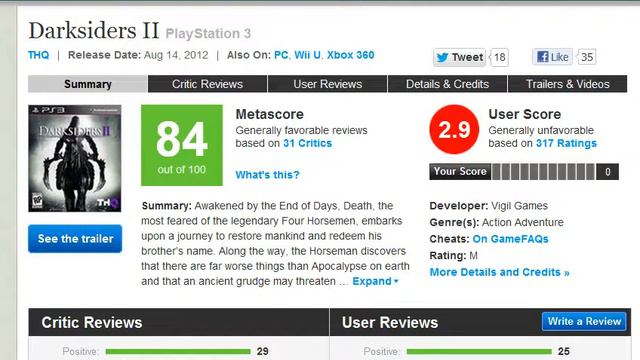 Darksiders II PS3 - 8% Metacritic score world record смотреть онлайн