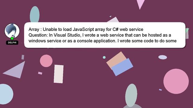 Array : Unable to load JavaScript array for C# web service смотреть онлайн