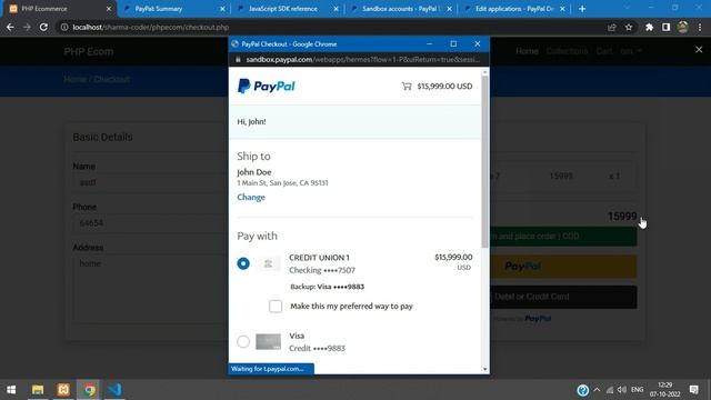 PHP Ecom Part 31: How to integrate PayPal payment gateway in PHP | PayPal smart buttons checkout смотреть онлайн