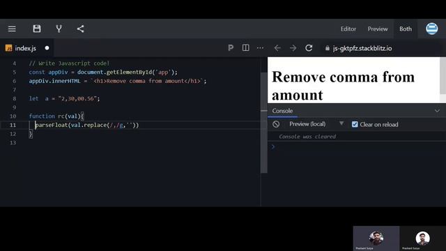 How to remove comma from number from string in JavaScript смотреть онлайн