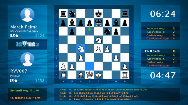 Chess Game Analysis: RVV007 - Marek Palma : 0-1 (By ChessFriends.com) смотреть онлайн