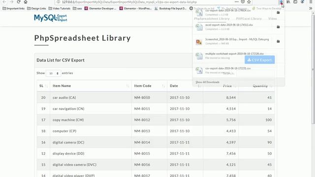 Export/Import - MySQL Data V2.1 (PhpSpreadsheet Library) смотреть онлайн