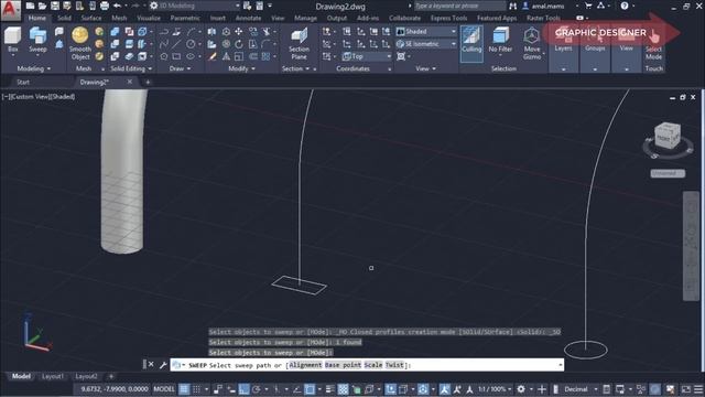 شرح الأمر المهم (Autocad 3D | SWEEP (TWIST,ALIGNMENT смотреть онлайн