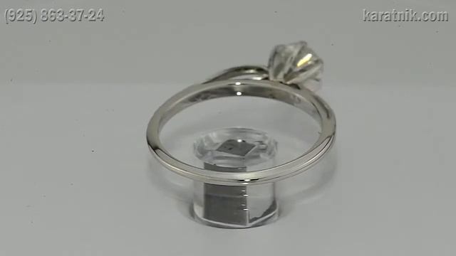 Золотое кольцо с бриллиантом 0.61 карат белое золото 14K смотреть онлайн