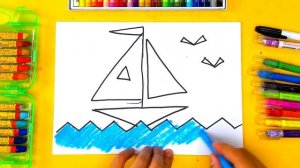 Рисуем ПАРУСНИК из ТРЕУГОЛЬНИКВО для детей учим формы