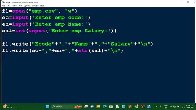 Python File Handling Tutorial: Storing Records in CSV Files - in Hindi смотреть онлайн