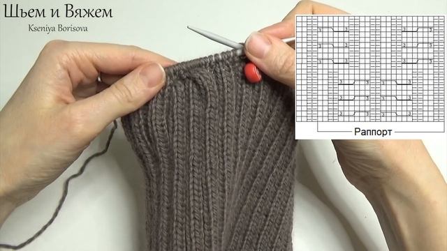 Двойная шапка бини с косами. Вязание спицами. Knitting Cables Beanie Hat. Tutorial смотреть онлайн