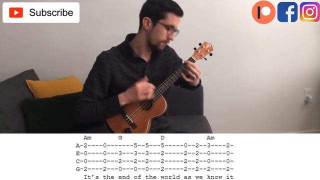 ITS THE END OF THE WORLD AS WE KNOW IT (I Feel Fine) R E M FINGERSTYLE Ukulele TUTORIAL Chorus Onl смотреть онлайн