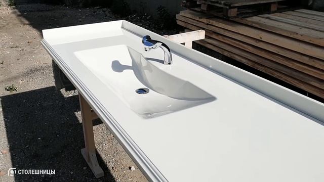 Столешница в ванную комнату с монолитной раковиной "Флоренция" для заказчика из г. Черемхово. смотреть онлайн