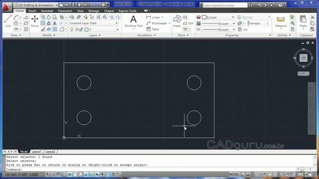 AutoCAD 2011 - Aula 20 - Copias Circulares e Retangulares utilizando o comando Array смотреть онлайн