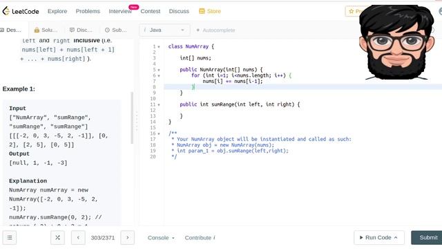 Leetcode Question 303 "Range Sum Query - Immutable" in Java смотреть онлайн