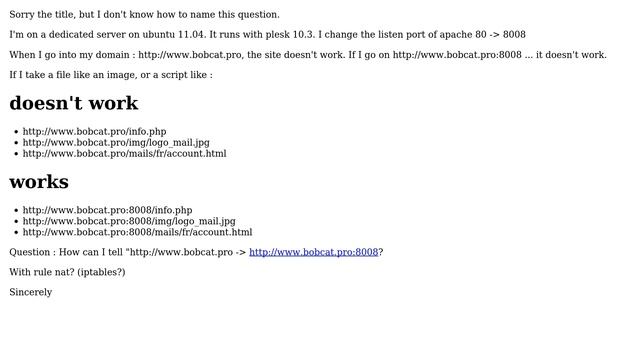 DevOps & SysAdmins: mydomain.com/info.php doesn't works but mydomain.com:8008/info.php works смотреть онлайн