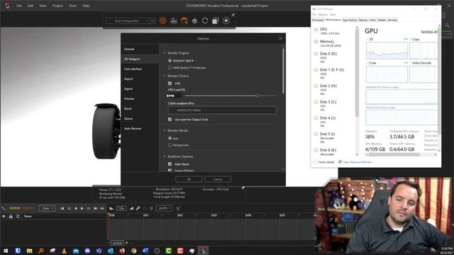SOLIDWORKS Visualize - GPU vs CPU render compared смотреть онлайн