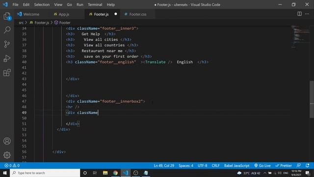 ubereats landing page part #4 | reactjs tutorial in hindi | footer part of ubereats | ubereats clon смотреть онлайн