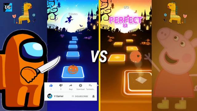 Tiles Hop - Among US Song Buts It's EDM VS Peppa Pig Theme Song | V Gamer смотреть онлайн