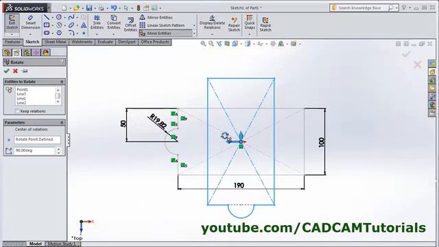 SolidWorks Rotate Sketch 90 Degrees | SolidWorks Rotate Sketch Entities смотреть онлайн