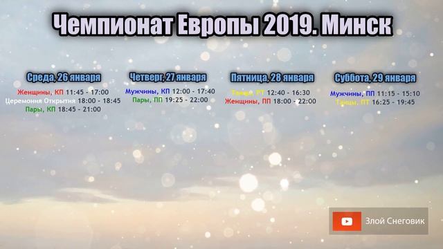 РАСПИСАНИЕ Чемпионата Европы 2019 в Минске. Время всех соревнований смотреть онлайн