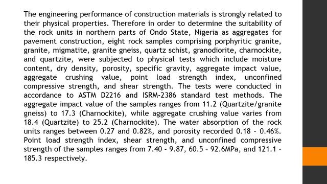 Engineering Properties of Some Basement Rocks of Nigeria as Aggregate in Civil Engineering Pavement смотреть онлайн