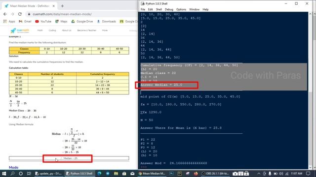 Python program to solve statistics maths concept frequency in find mean median & mod смотреть онлайн