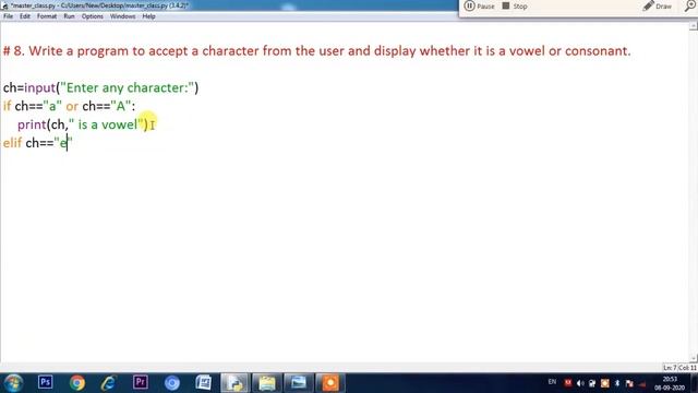 Python program to check vowel or consonant character | Class 11 computer science with python смотреть онлайн