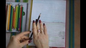 КАК нарисовать весенний пейзаж карандашами, поле от 3х лет