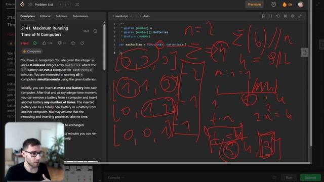 Maximum Running Time of N Computers | JavaScript Coding Challenge with Binary Search Leetcode 2141. смотреть онлайн