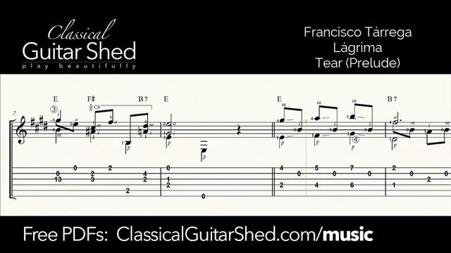 Tarrega: Lagrima - Free Classical Guitar Sheet Music смотреть онлайн