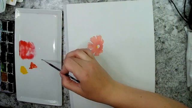 Cosmos Flower Watercolor Tutorial смотреть онлайн