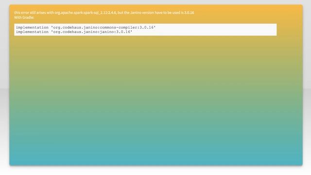 Spark SQL fails with java.lang.NoClassDefFoundError: org/codehaus/commons/compiler/UncheckedComp... смотреть онлайн