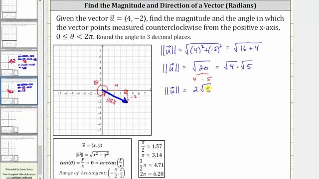 Find the Magnitude and Direction of a Vector: Radians in Quadrant 4 смотреть онлайн