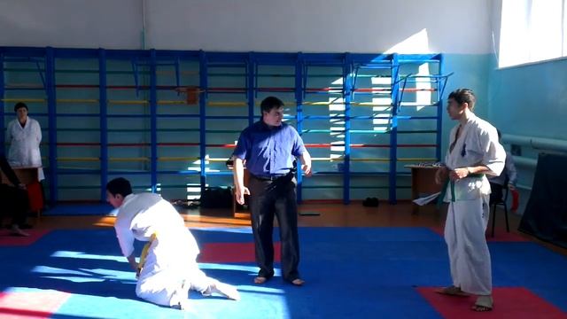 Жесткий и техничный бой.Карате Киокушинкай-Кан. Камиль(желт) -Гёкхан(зелен) смотреть онлайн