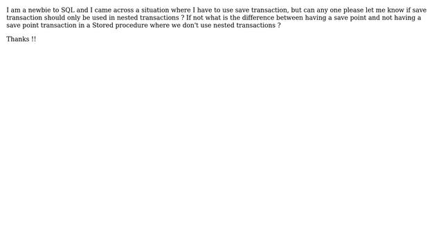 Databases: Can we use save transaction command only in nested transactions? смотреть онлайн